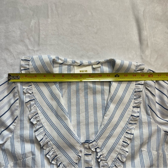Anthropologie / Maeve / Ruffled Collar Striped Buttondown Blouse Top / size 14 - Picture 11 of 12